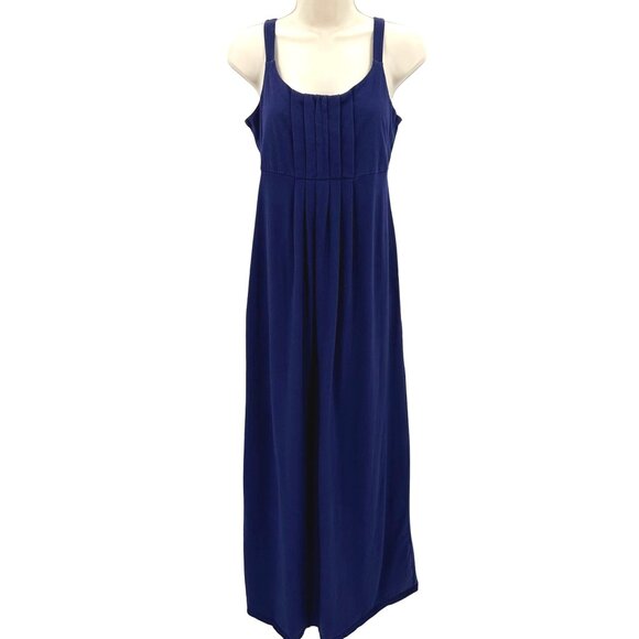Old Navy Maternity Sleeveless Maxi Dress Pleated Front Blue Size M - Picture 1 of 7